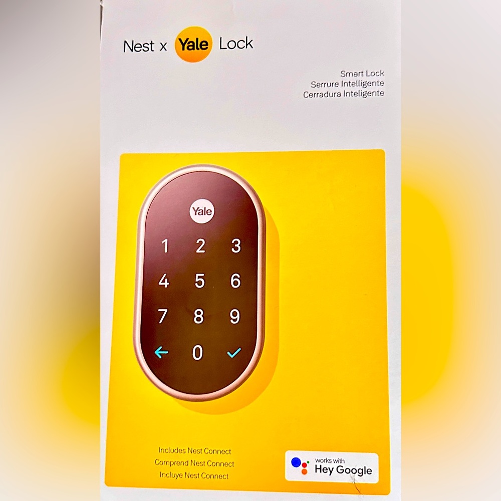 The Nest Yale lock, brand NEW, open box. Get alerts on your phone, great lock